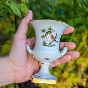 Antique Herend Rothschild Bird & Butterfly Hand Painted Porcelain Urn - #6532